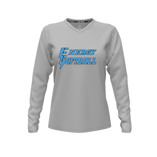 [CUS-DFW-TEES-CMF-VNK-LSL-GRY-FYXS-LOGO3] Decker Comfort T-Shirt (Female Youth XS, Gray, V Neck, Logo 3, Long Sleeve)